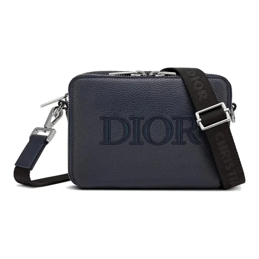 Túi Đeo Chéo Dior Grained Calfskin Messenger Bag Màu Xanh Navy