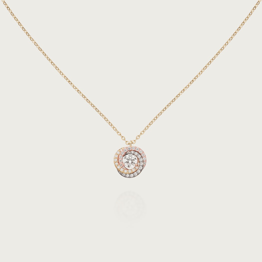 TRINITY necklace in 18K white gold, 18K yellow gold, 18K rose gold
